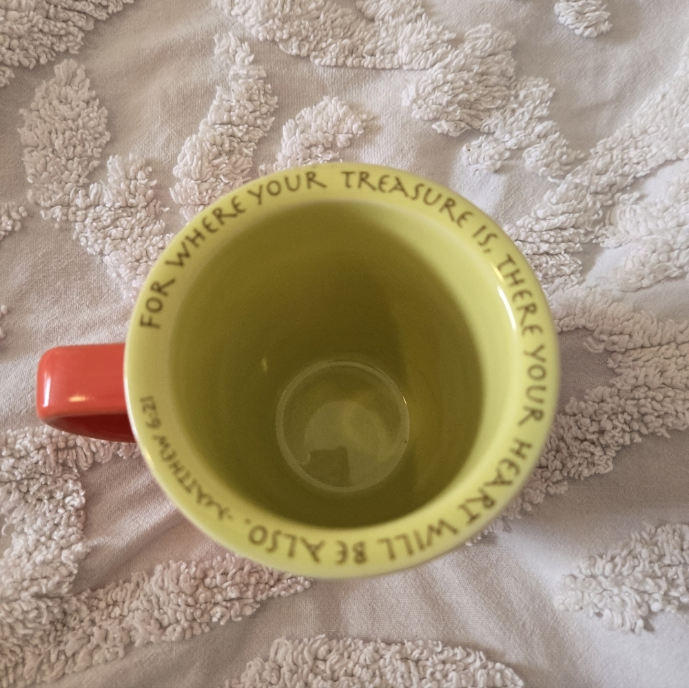 Salmon And Lime Christian Sister Matthew 6:21 Verse On Rim Mug - Picture 5 of 6